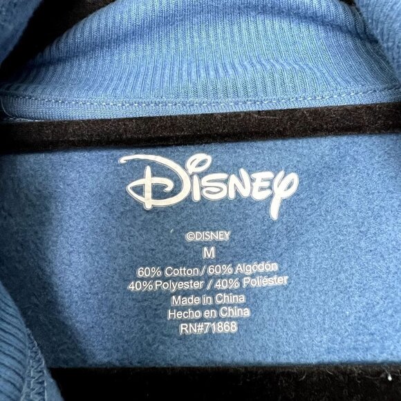 Disney Stitch Womens Medium Blue Quarter Zip Graphic Pullover Sweatshirt Ohana - Picture 5 of 7